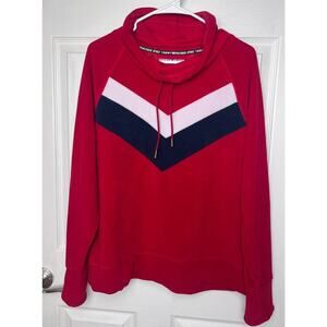 Tommy Hilfiger Sport Red Fleece Pullover Sweatshirt Navy Long Sleeve